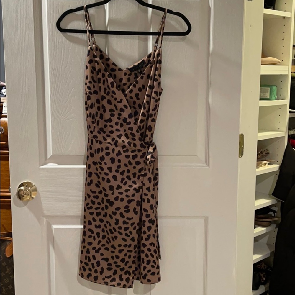 SANCTUARY leopard silk wrap dress